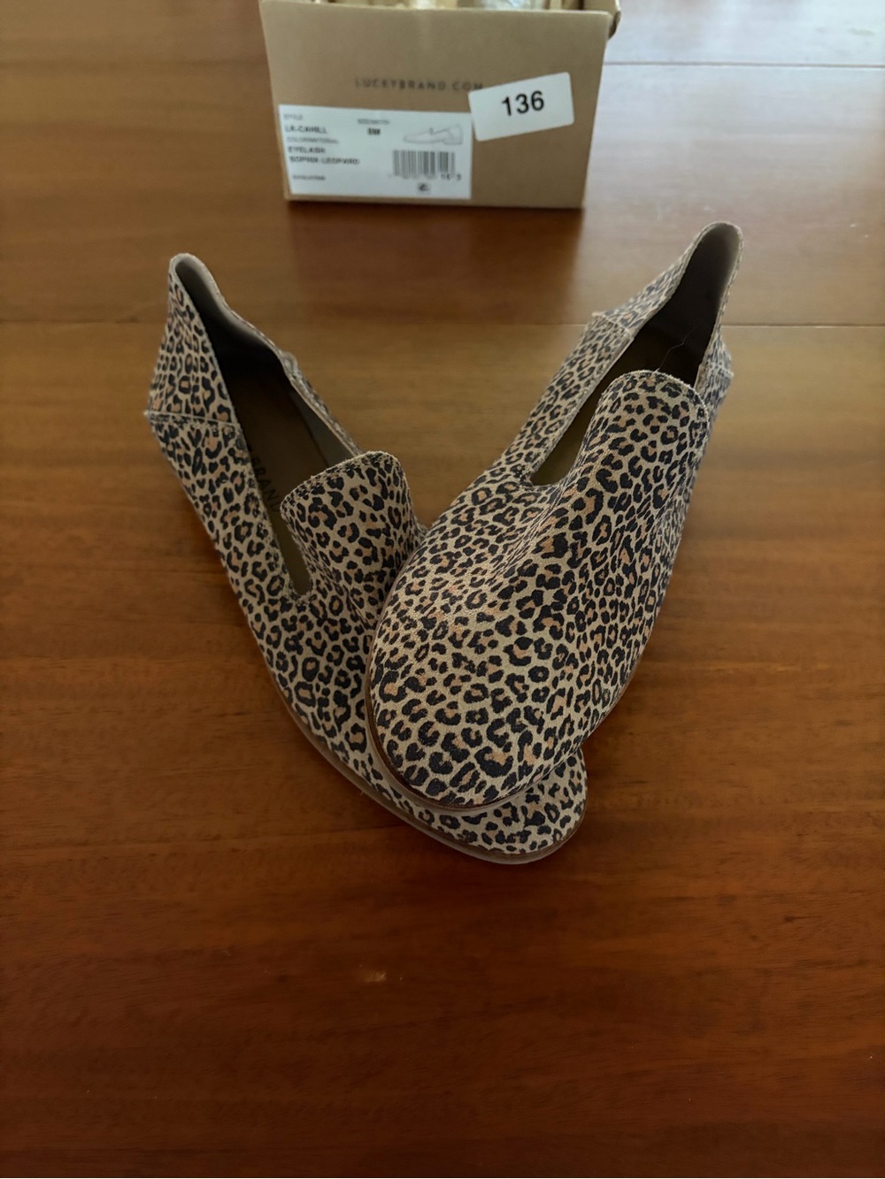 Lucky Brand Leopard Print Slip-On Flats in Tan and Black